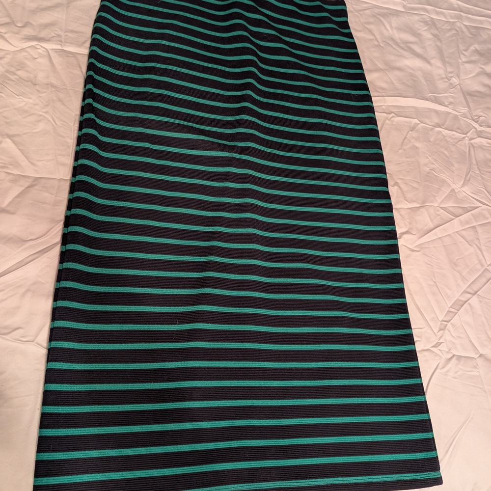 LOFT Black and Green Striped Pencil Skirt